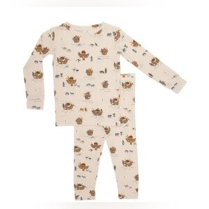 Brave Little Ones Noah's Ark Small Ribbed Two-Piece Set Tan 3T NWT